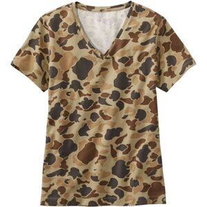 L.L. Bean Signature Women's Rangeley Cotton Tee, V-Neck, Camo Print